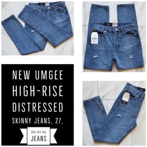 UMGEE High-rise Light Wash Distressed Skinny Jeans